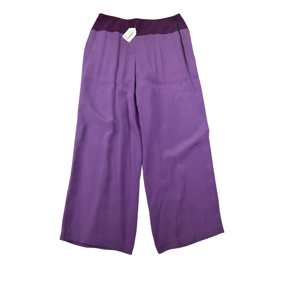 Diane von Furstenberg Silk Assets Purple Wide Leg Pants Two Tone Size 14